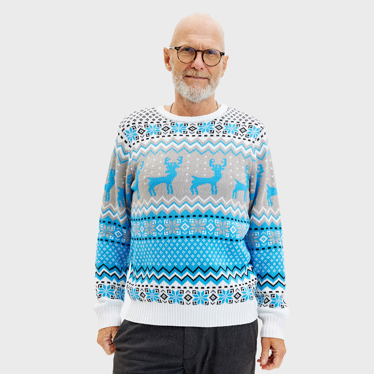 Traditionele Kersttrui Blauw - Heren