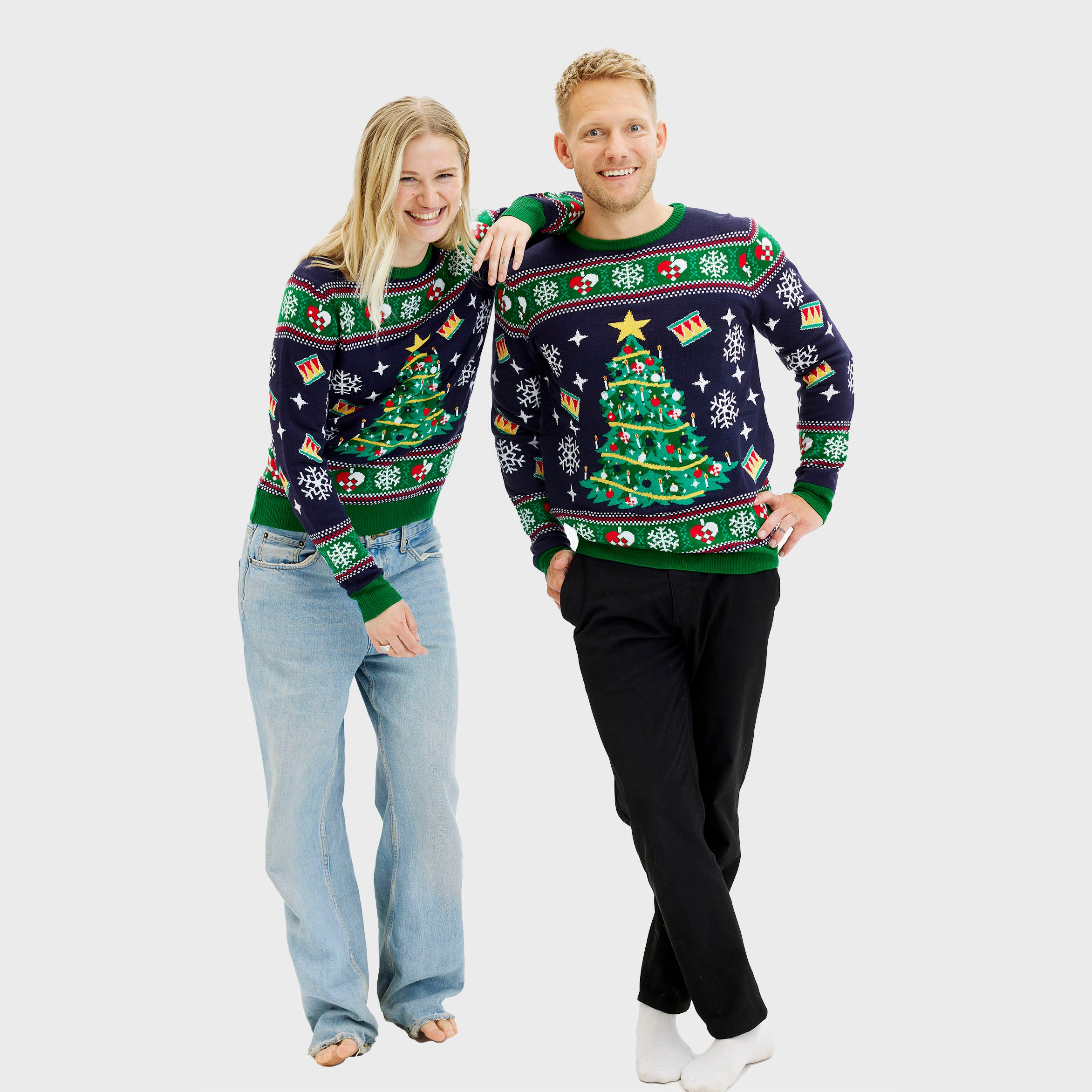 Maglione Natalizio Albero Di Natale Navy - Donna