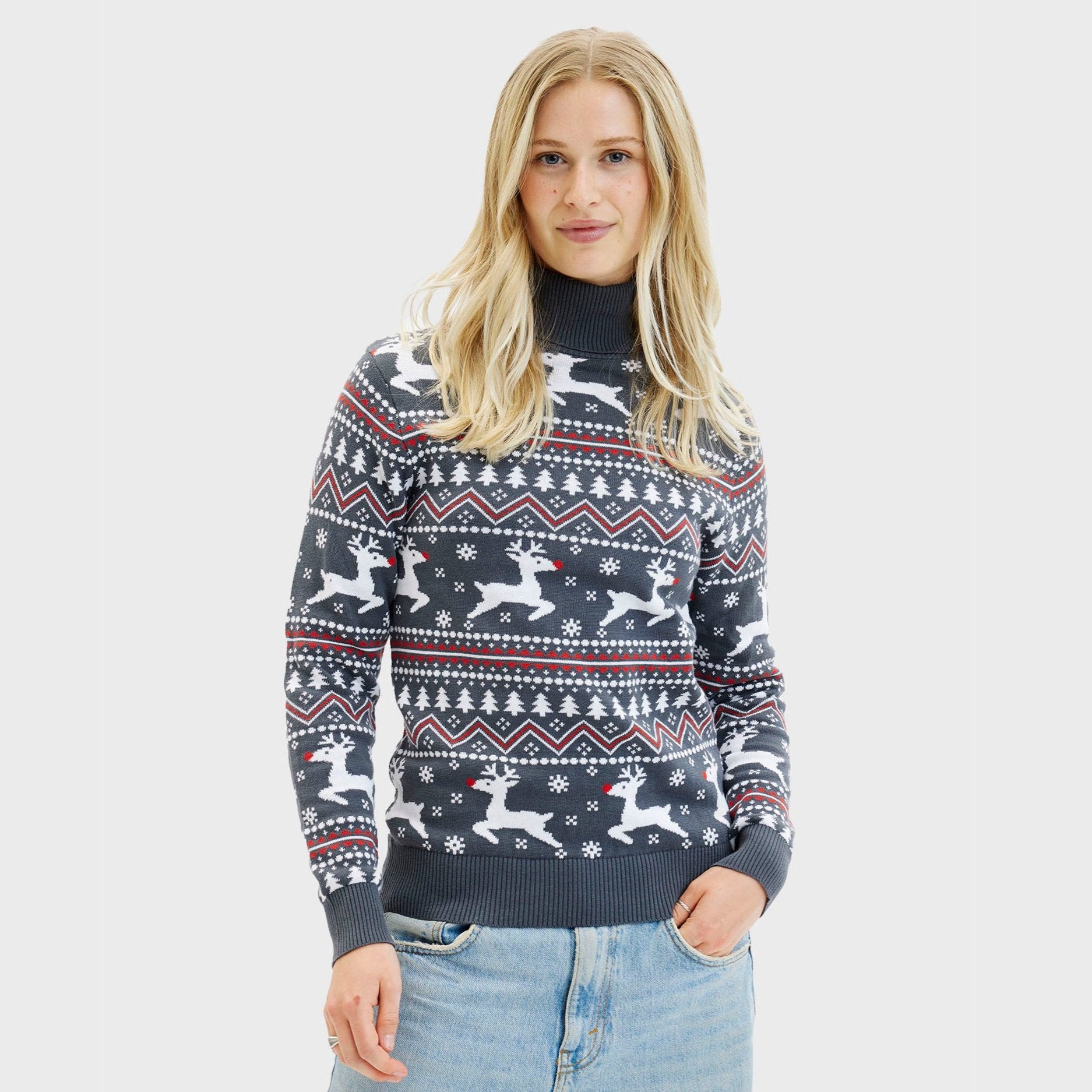 De Stijlvolle Highneck Kersttrui - Dames.