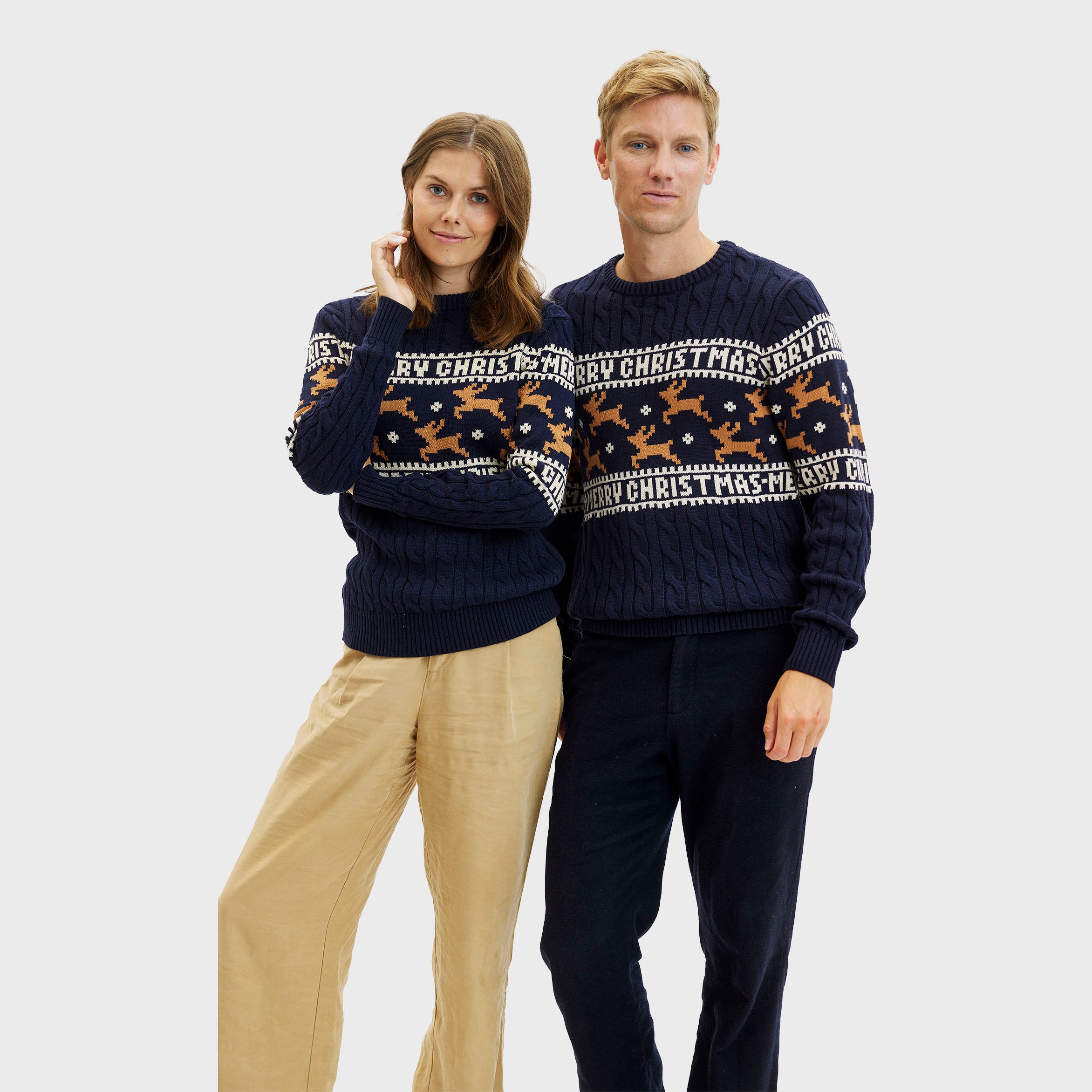 De Elegante Kersttrui Blauw - Heren