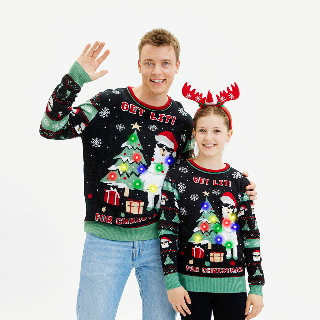 Get Lit Llama Christmas Sweater - Uomo