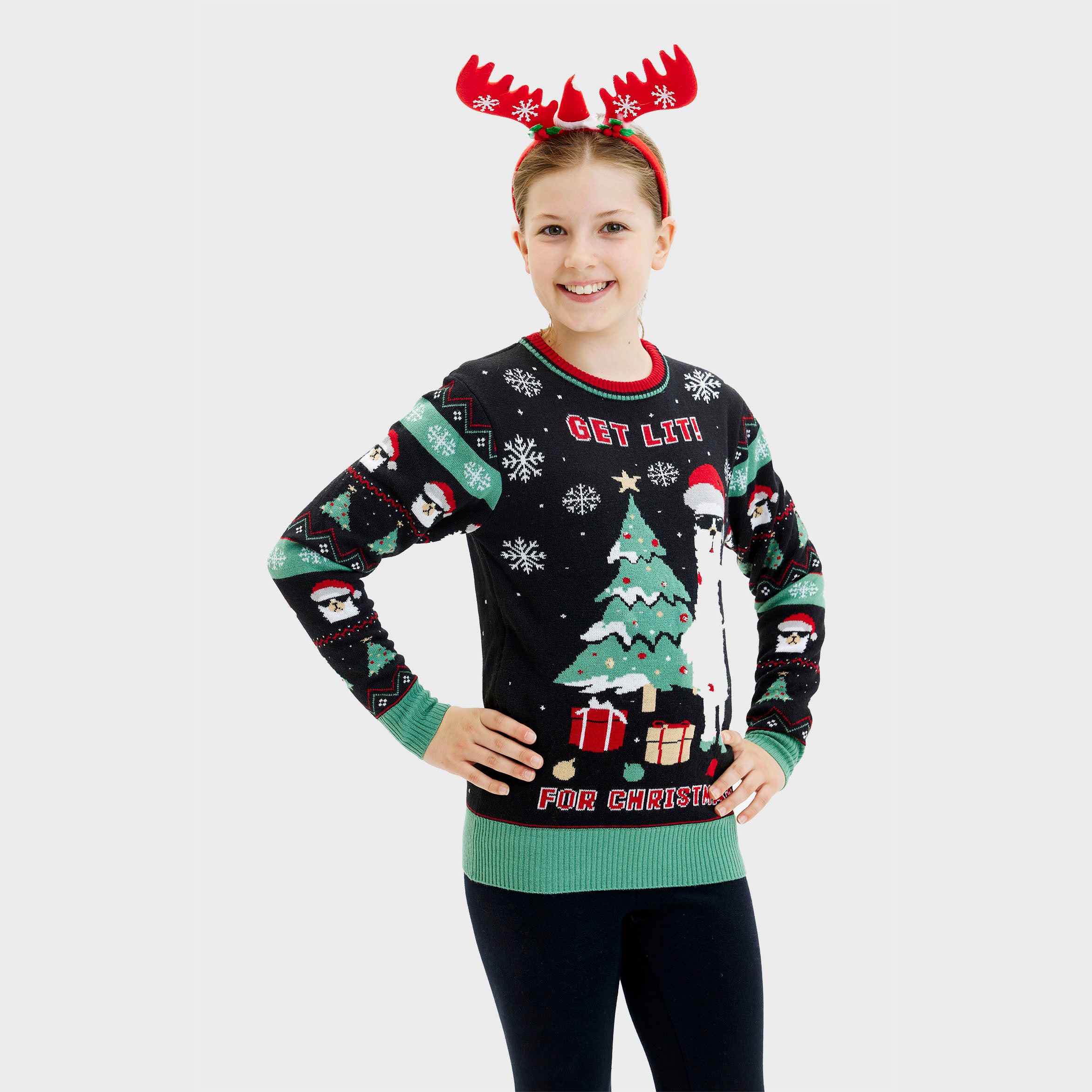 Get Lit Llama Christmas Sweater - Donna