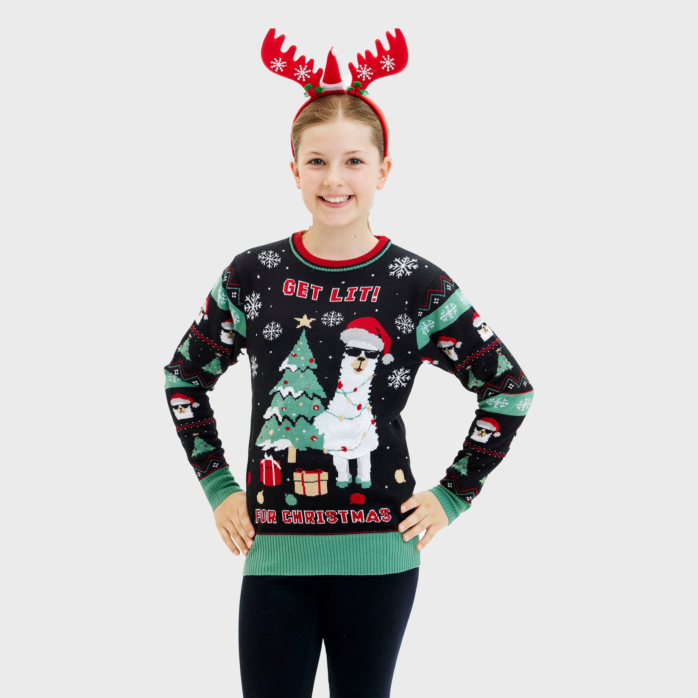 Get Lit Llama Christmas Sweater - Donna