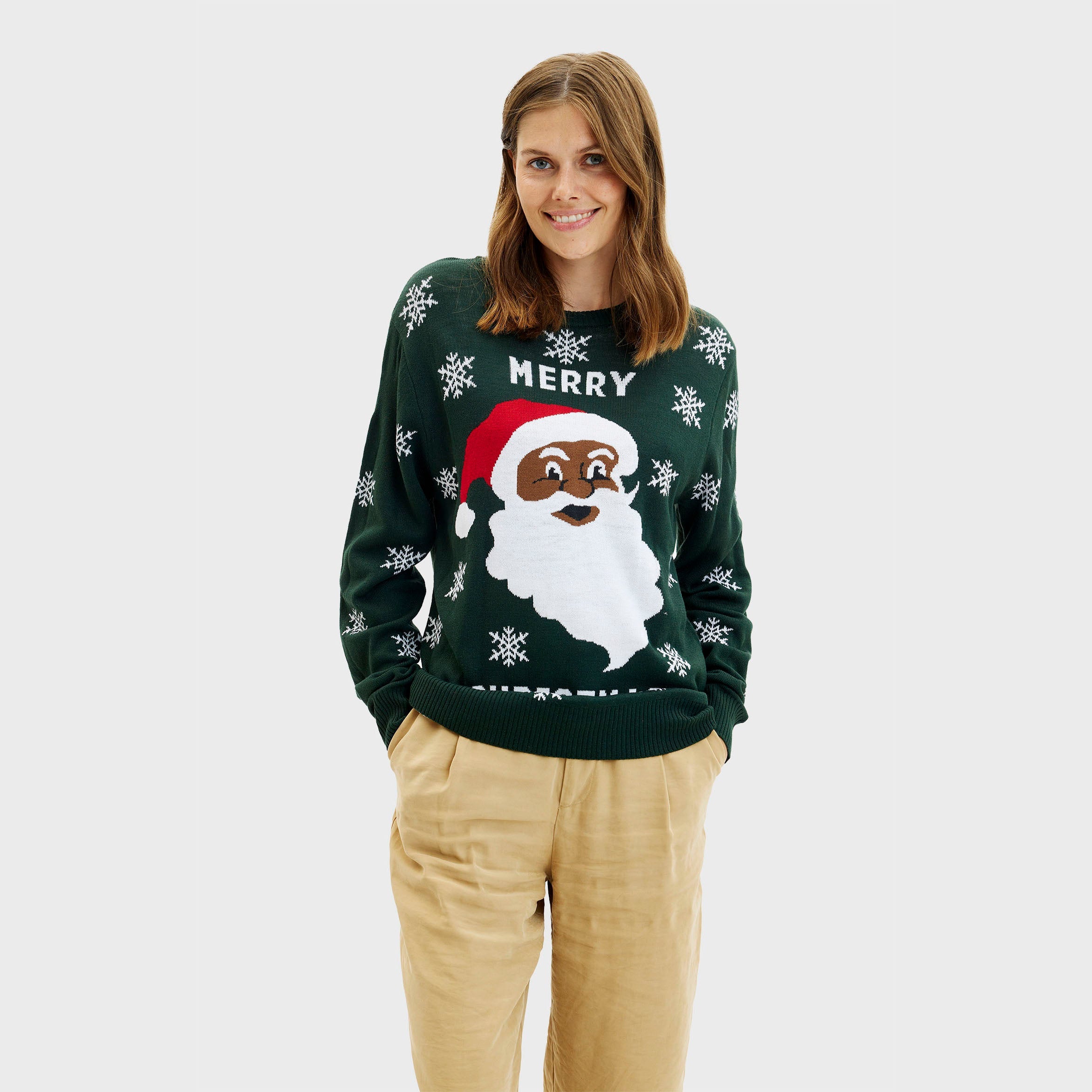Merry Christmas Santa kersttrui voor dames in groen