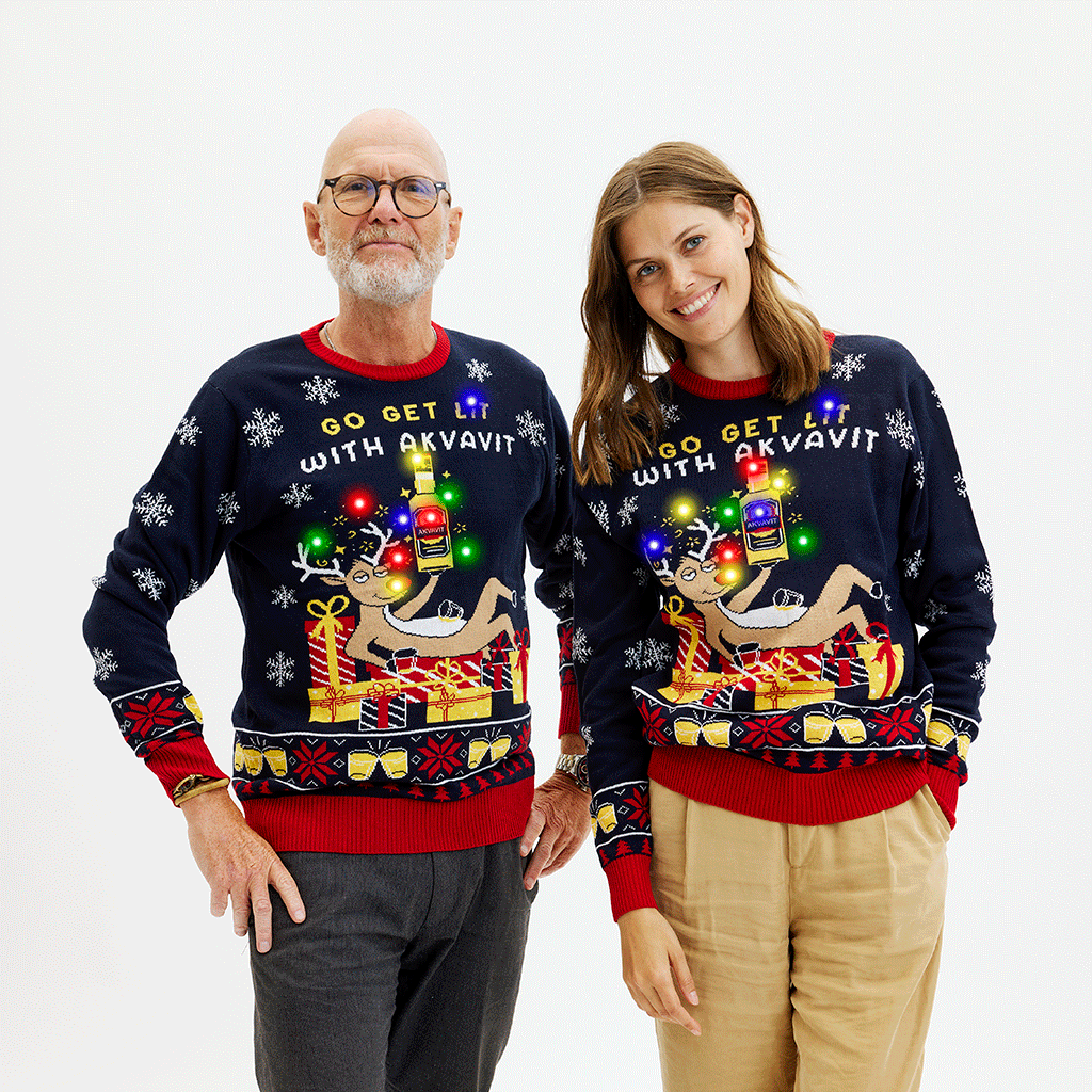 Akvavit LED-kersttrui voor dames in blauw