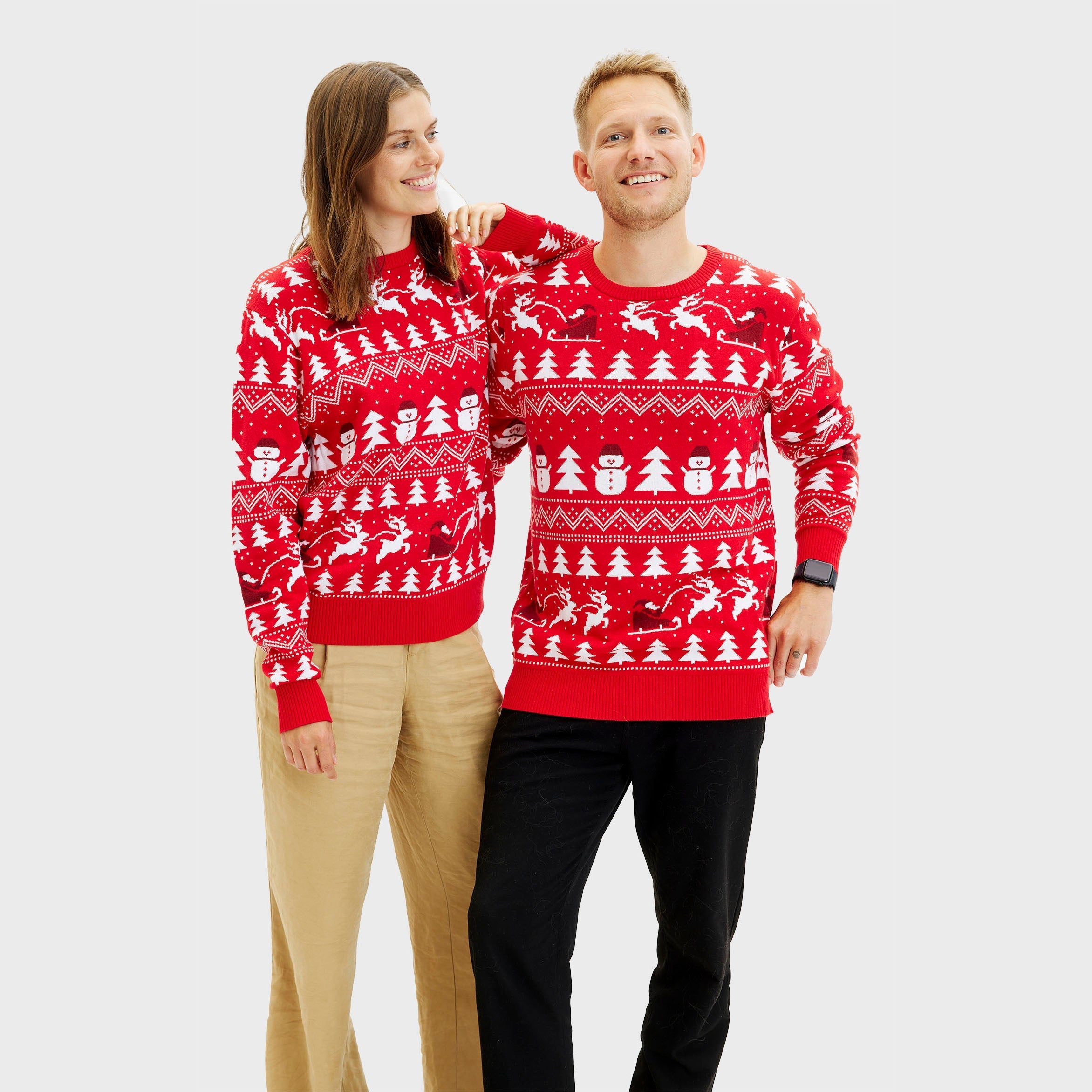 De stijlvolle kersttrui rood- Dames