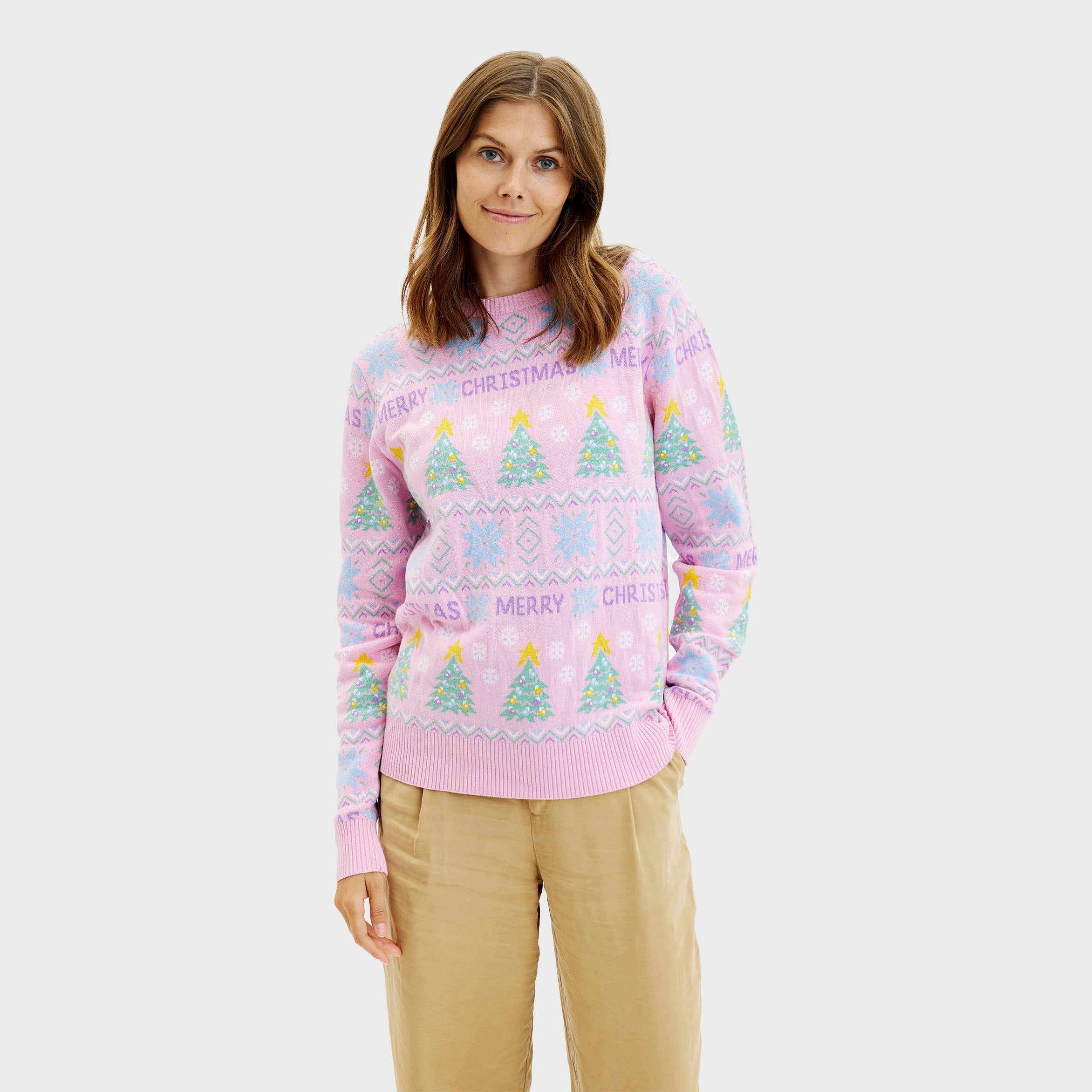 De roze Kersttrui - Damen.