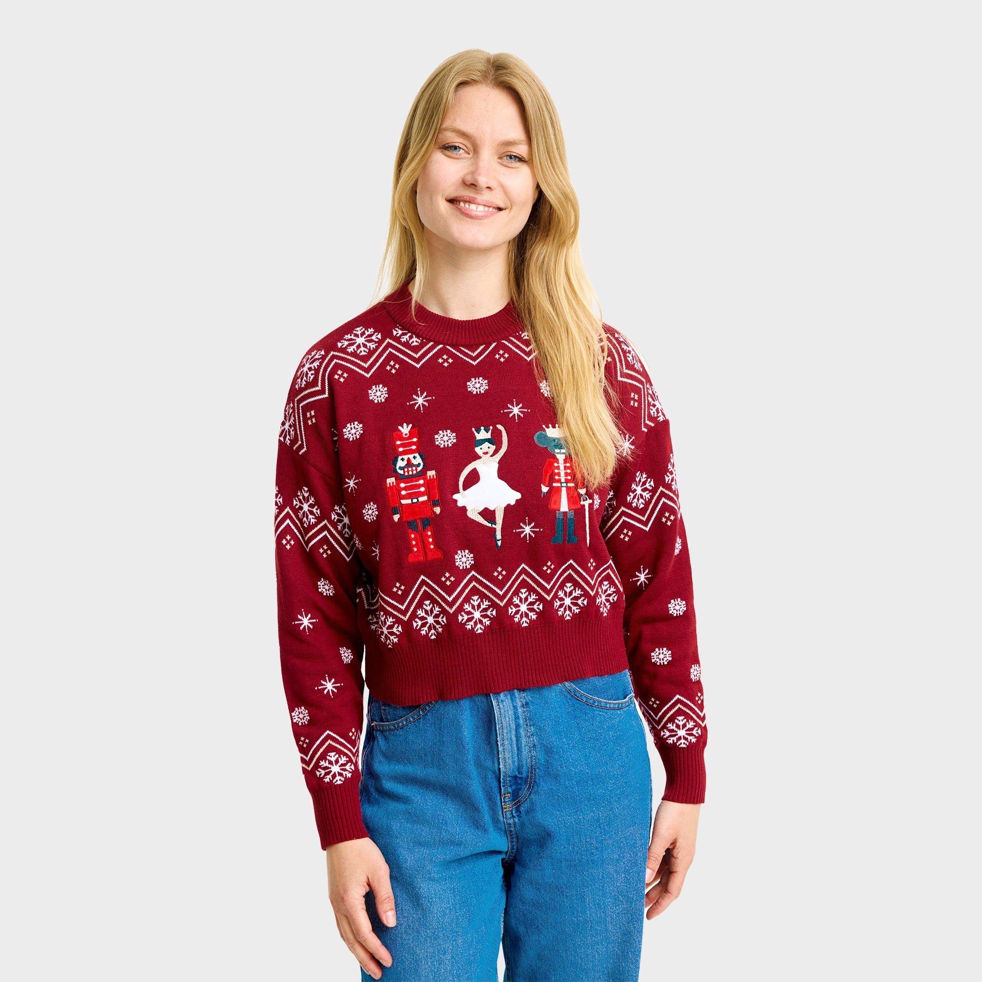 Nutcrackerish kersttrui voor dames in rood