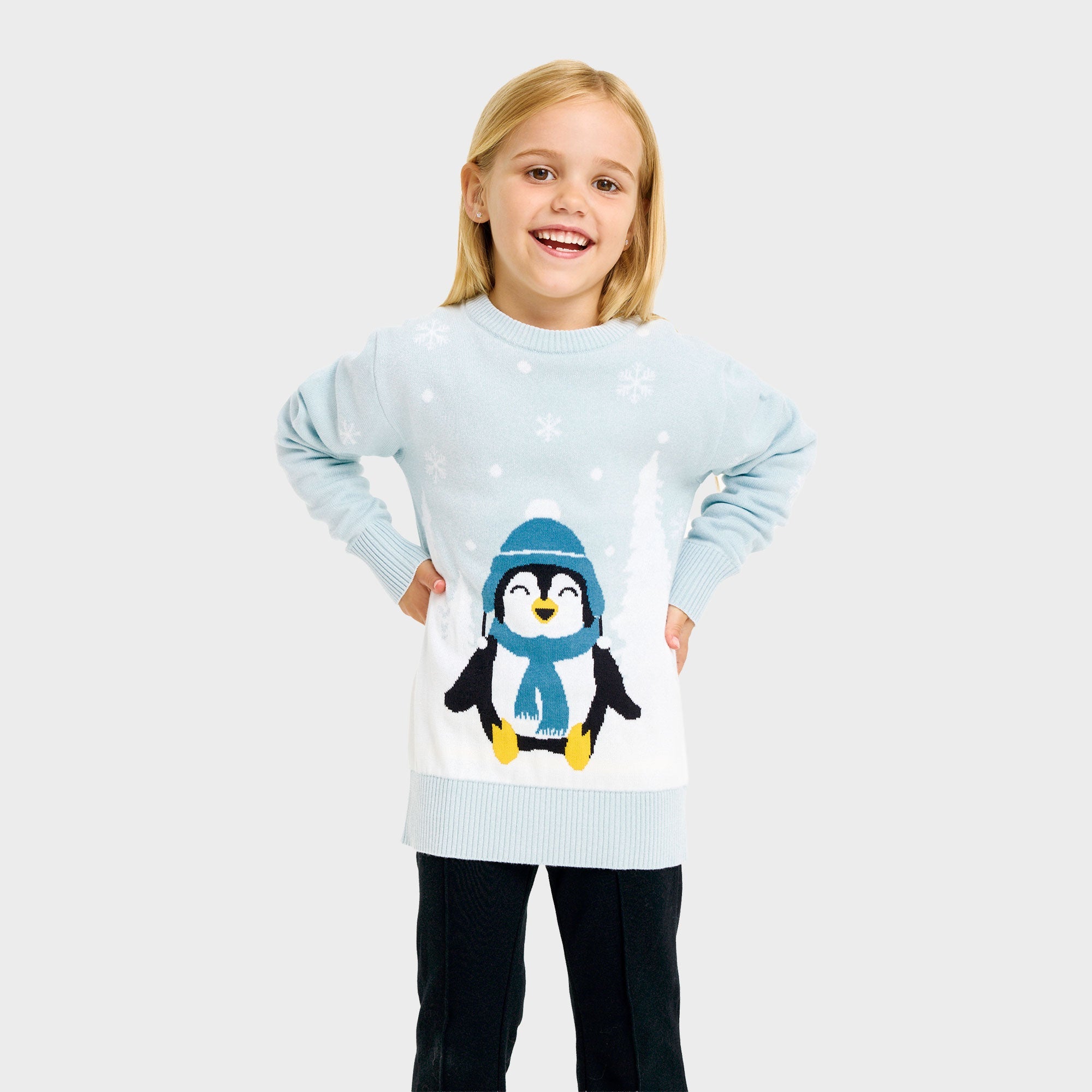 De lieve pinguïn kersttrui – Kinderen