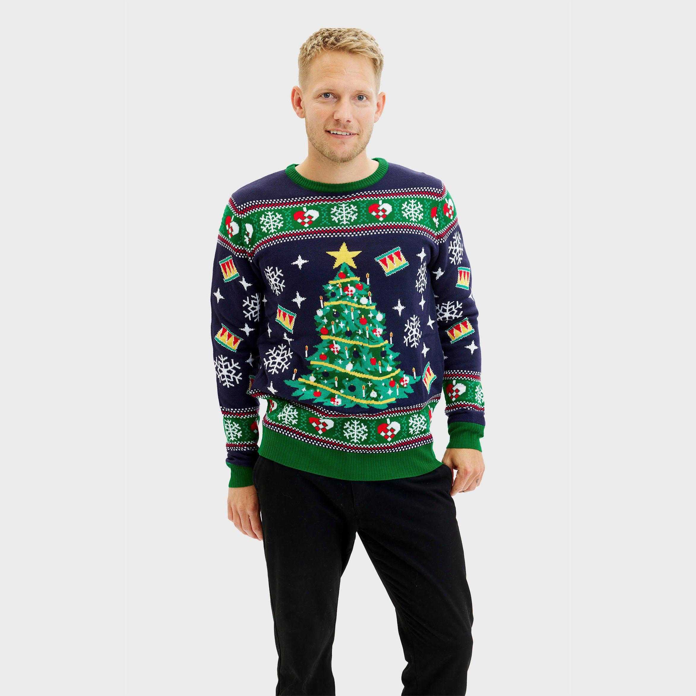 Maglione Natalizio Albero Di Natale Navy - Uomo
