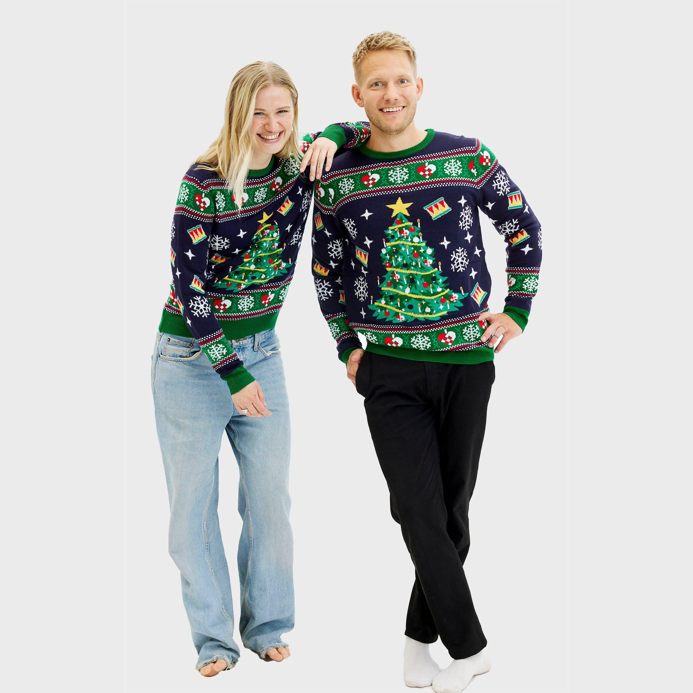 Maglione Natalizio Albero Di Natale Navy - Uomo