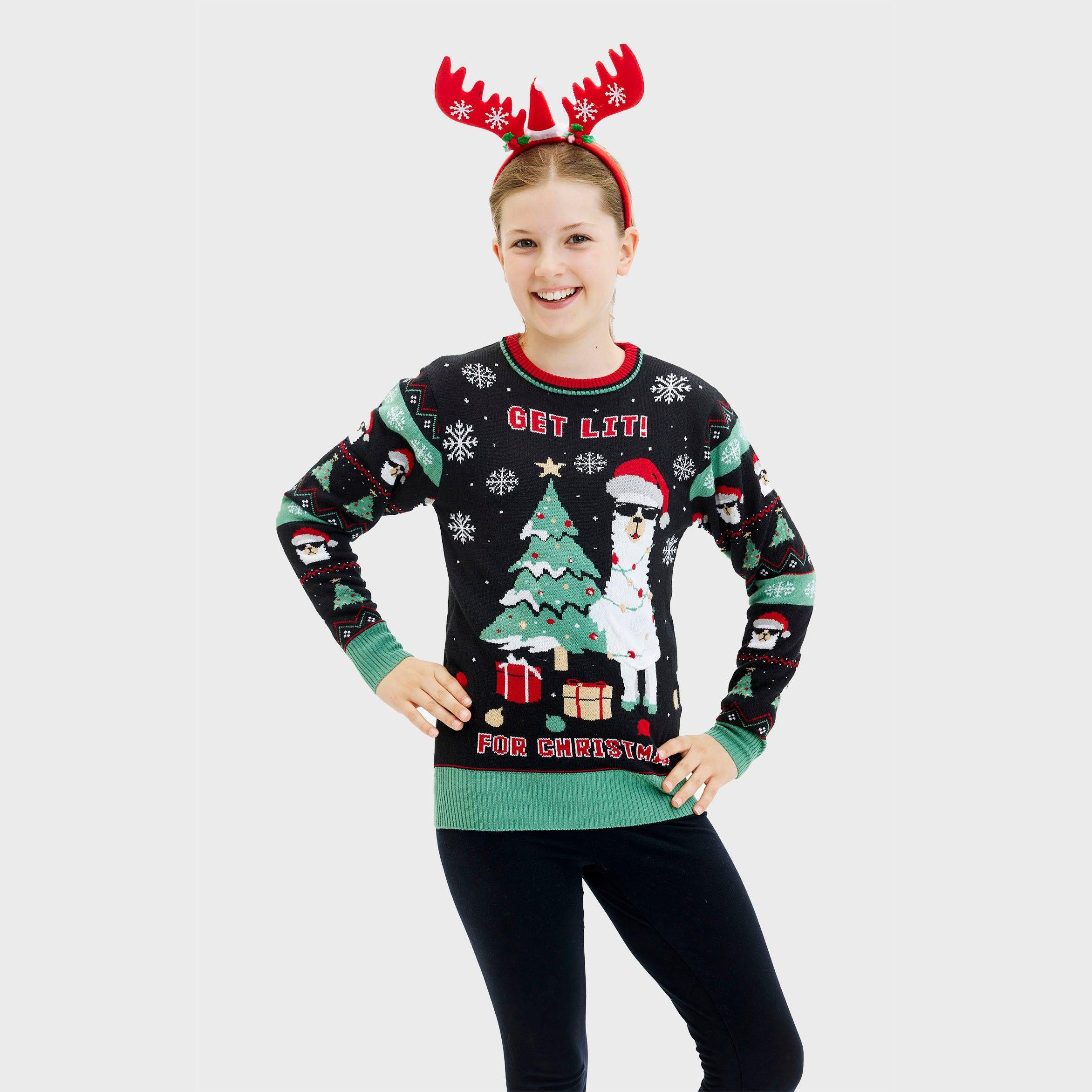 Get Lit Llama Christmas Sweater - Donna