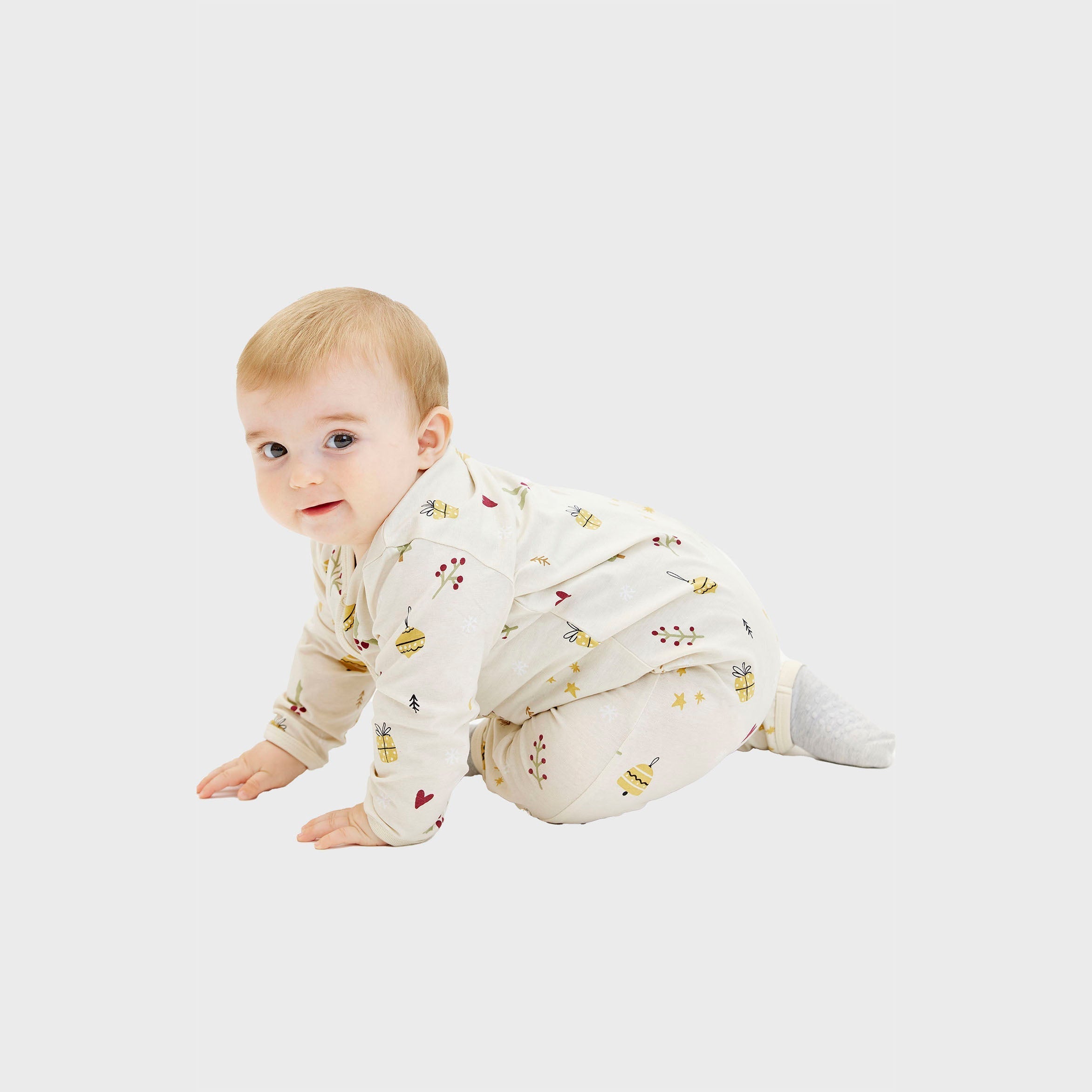 Beige kerstpyjama voor baby's