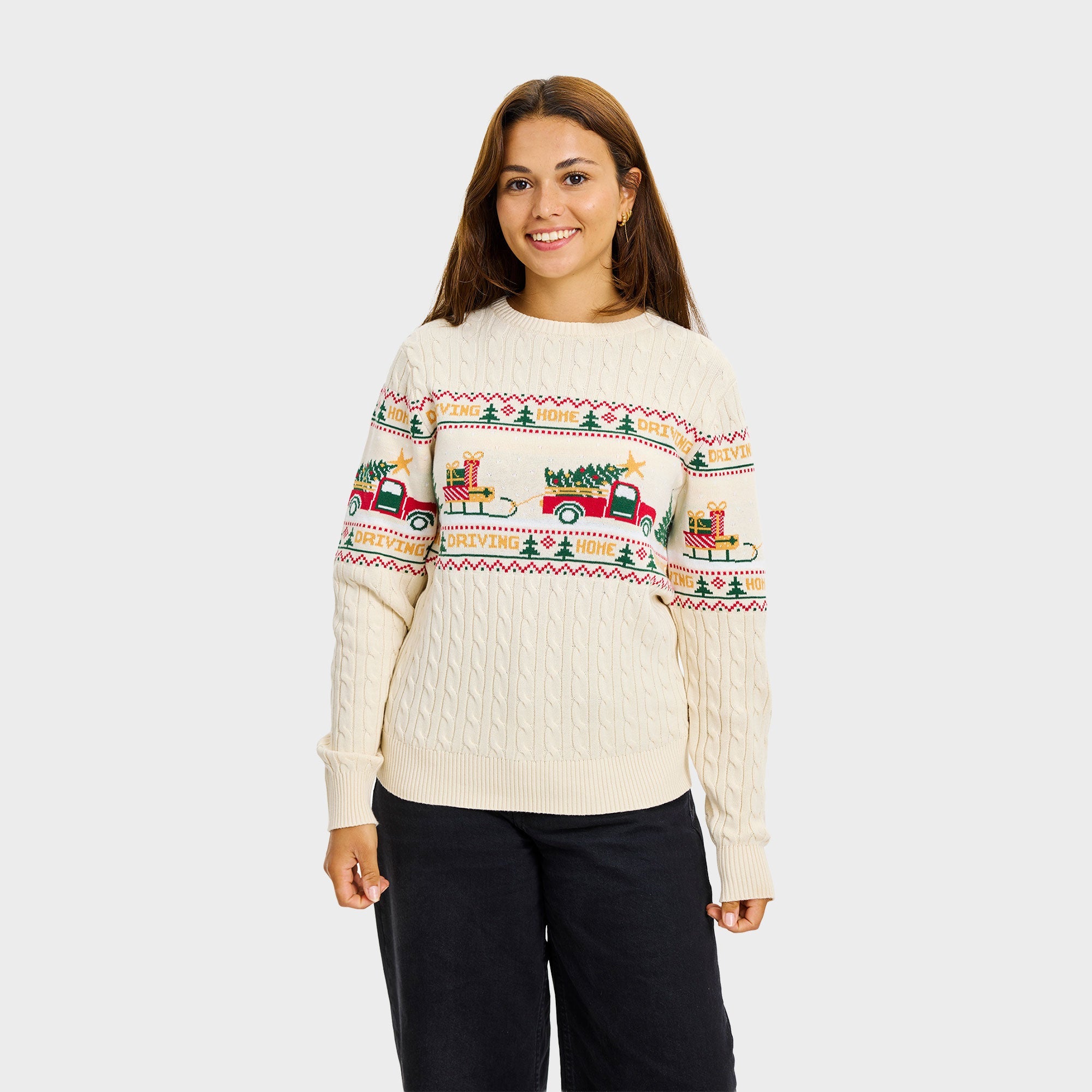 Driving Home Cable Knit kersttrui – Dames