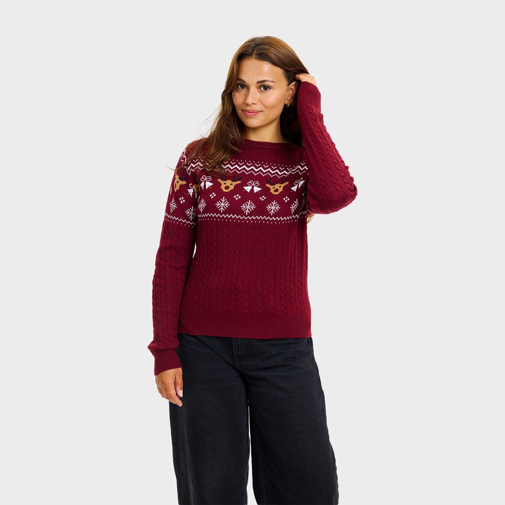 Maglione natalizio bordeaux – Donna