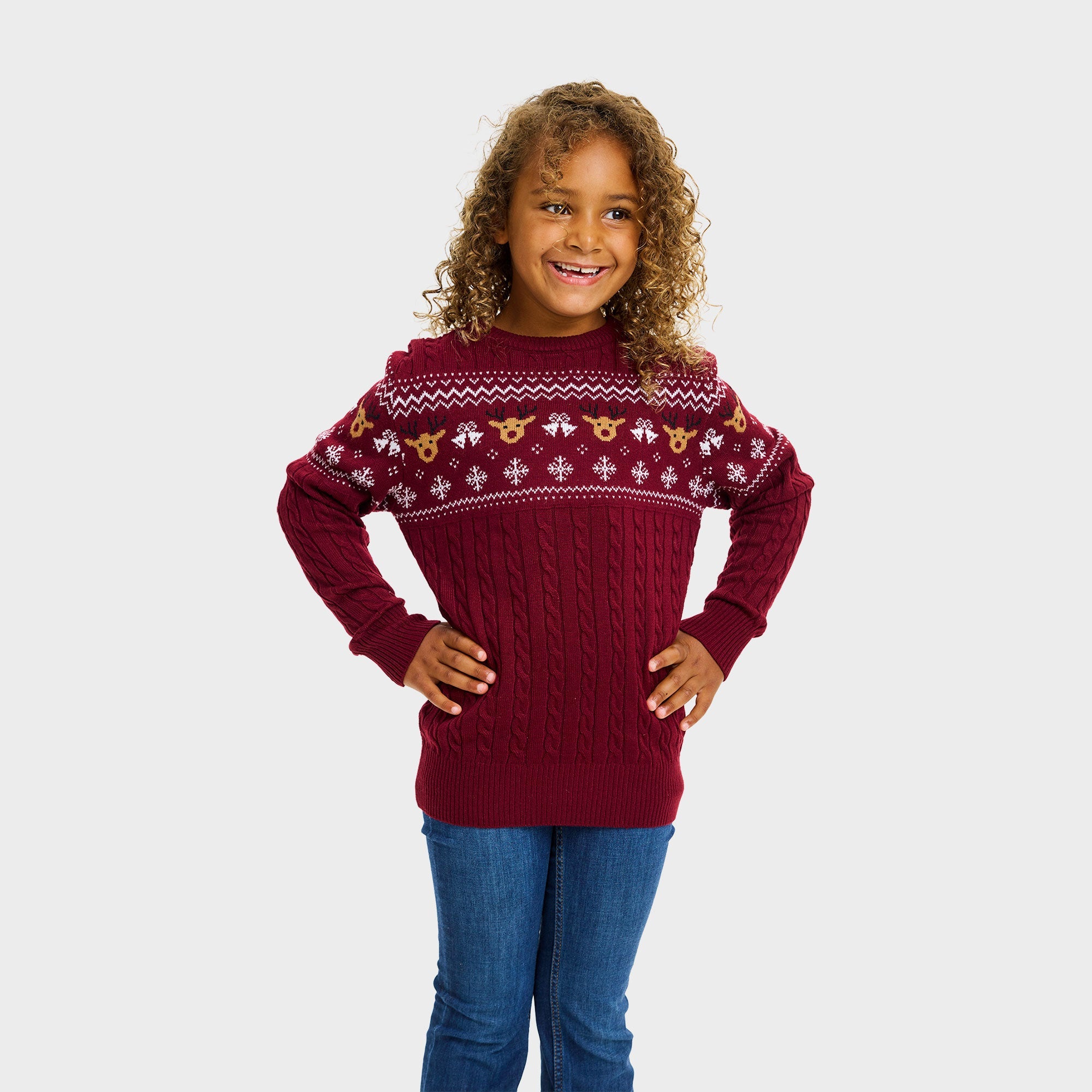 Maglione natalizio bordeaux – Bambini