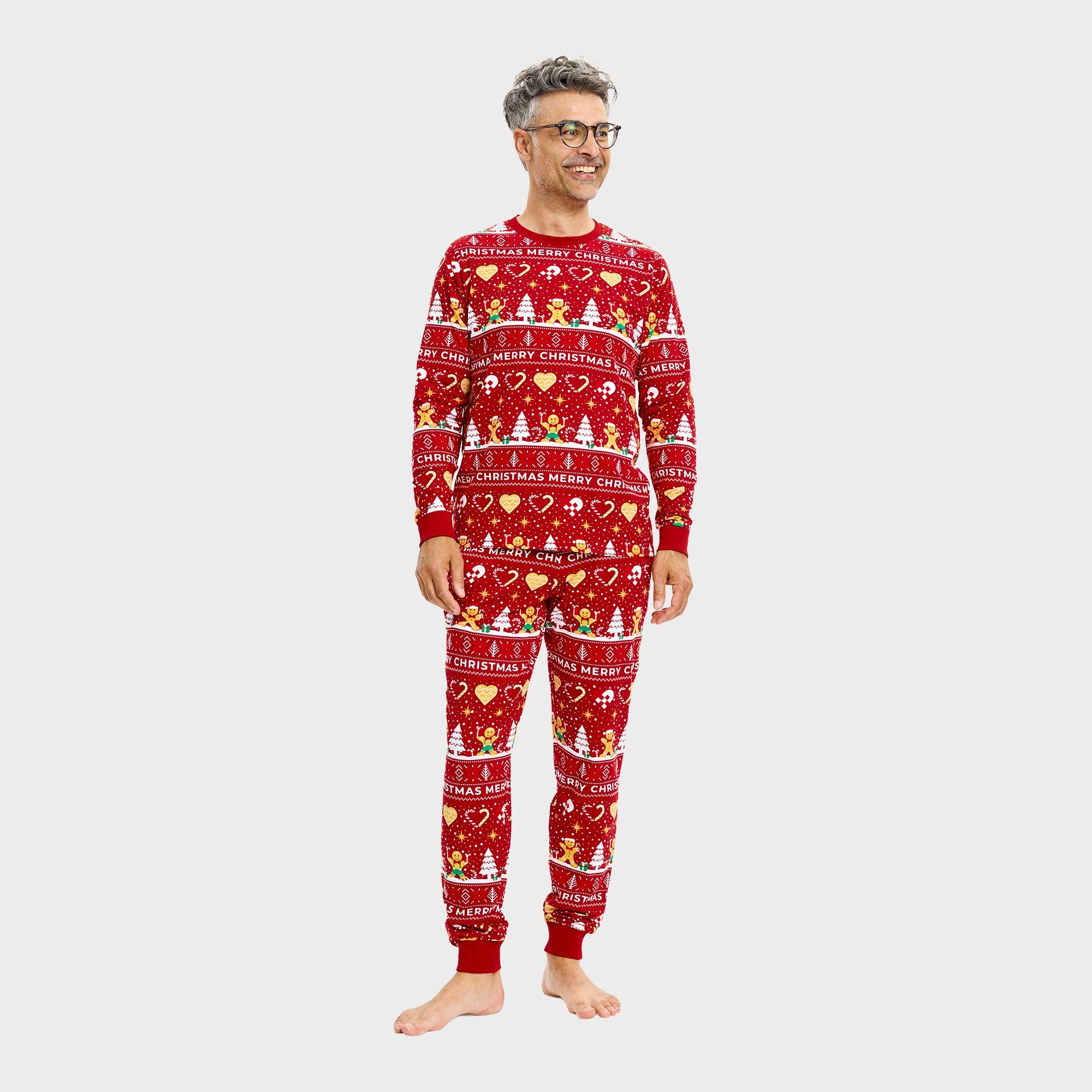 Christmas Cookie kerstpyjama rood voor heren