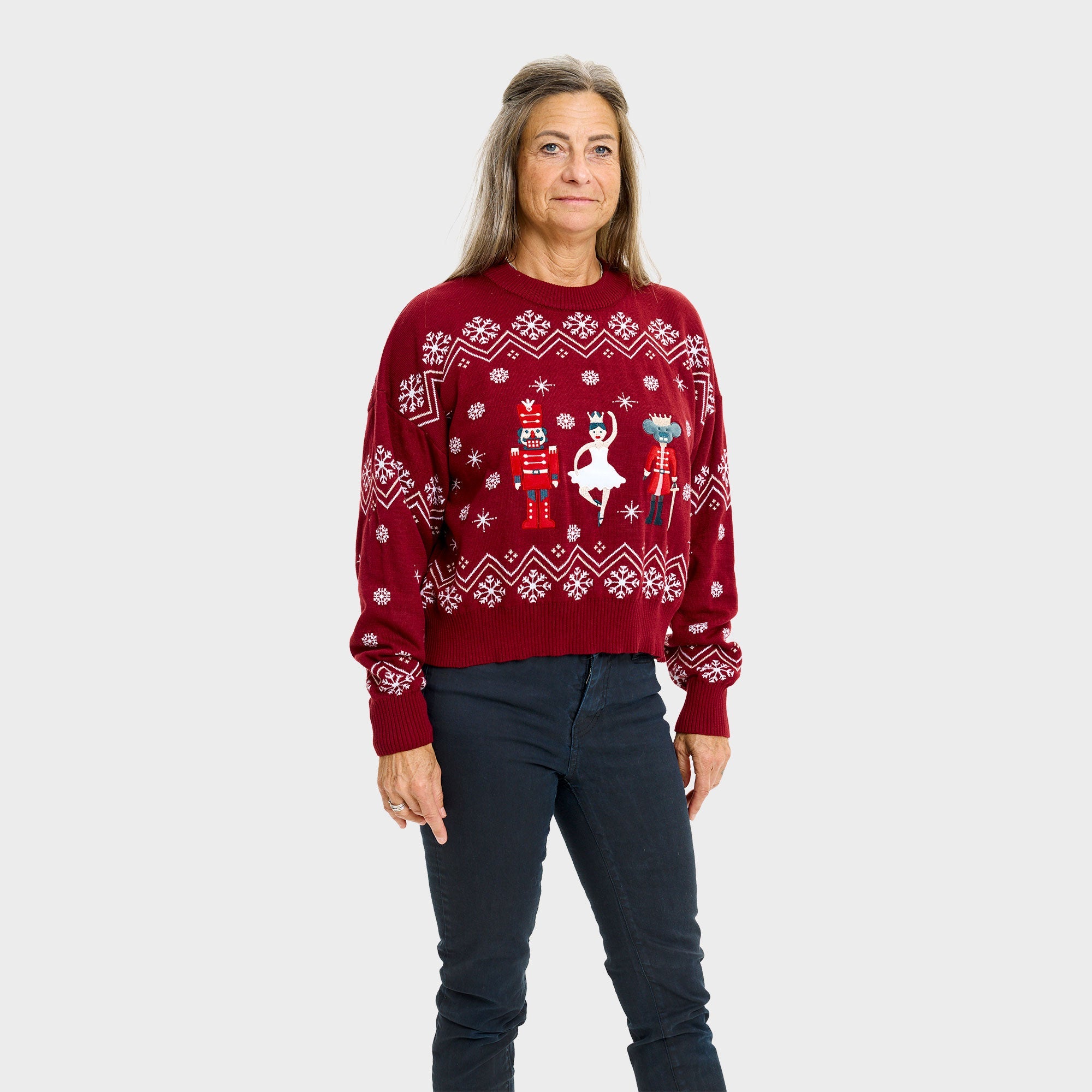 Nutcrackerish kersttrui voor dames in rood